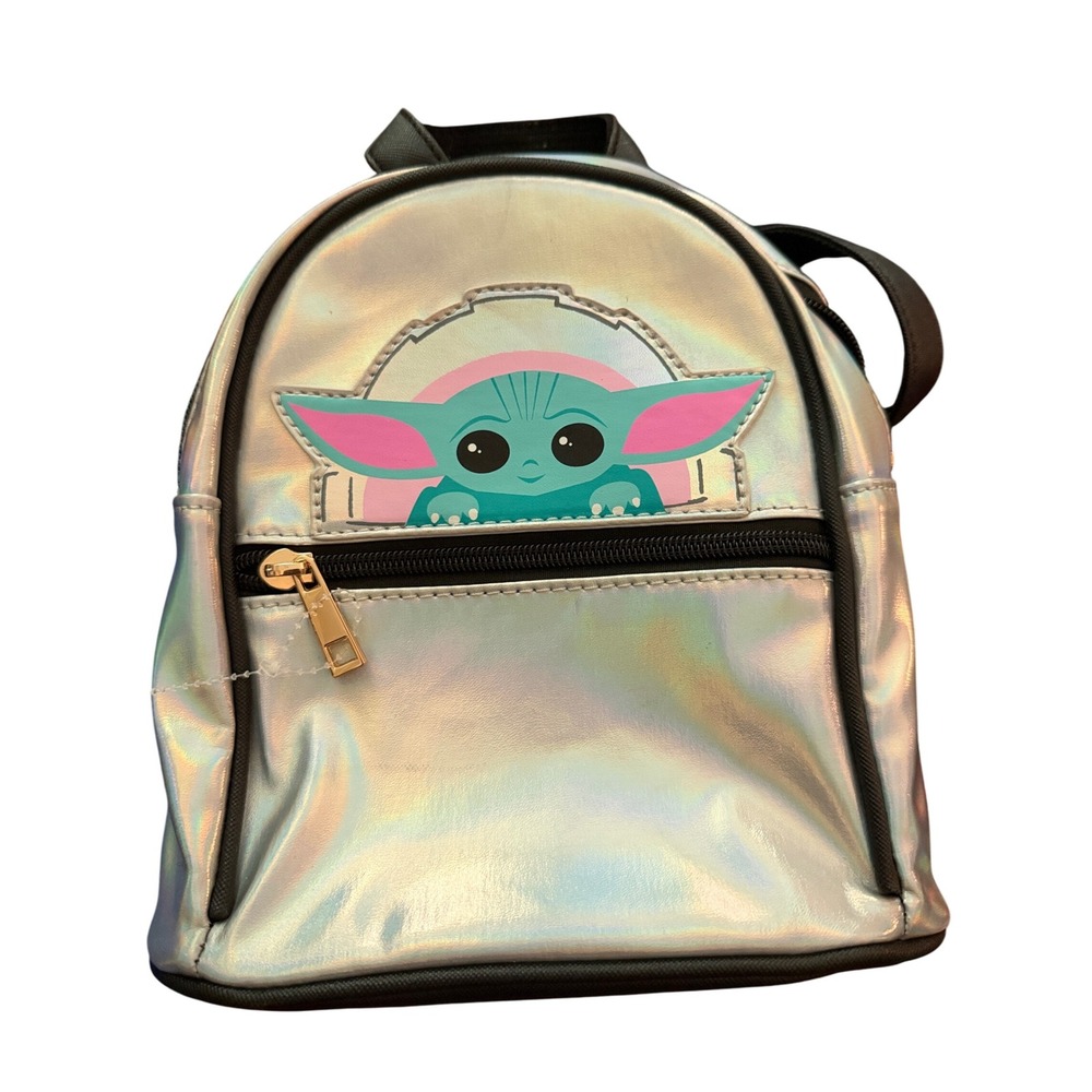 Kids Grogu Baby Yoda Backpack Iridescent Silver Mini Cute Star Wars‎ Backpack